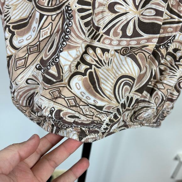 Liz Claiborne Tan white and brown paisley patterned cap sleeve blouse - Picture 7 of 9